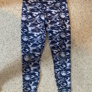 Fabletics Blue Camo Powerhold Leggings
